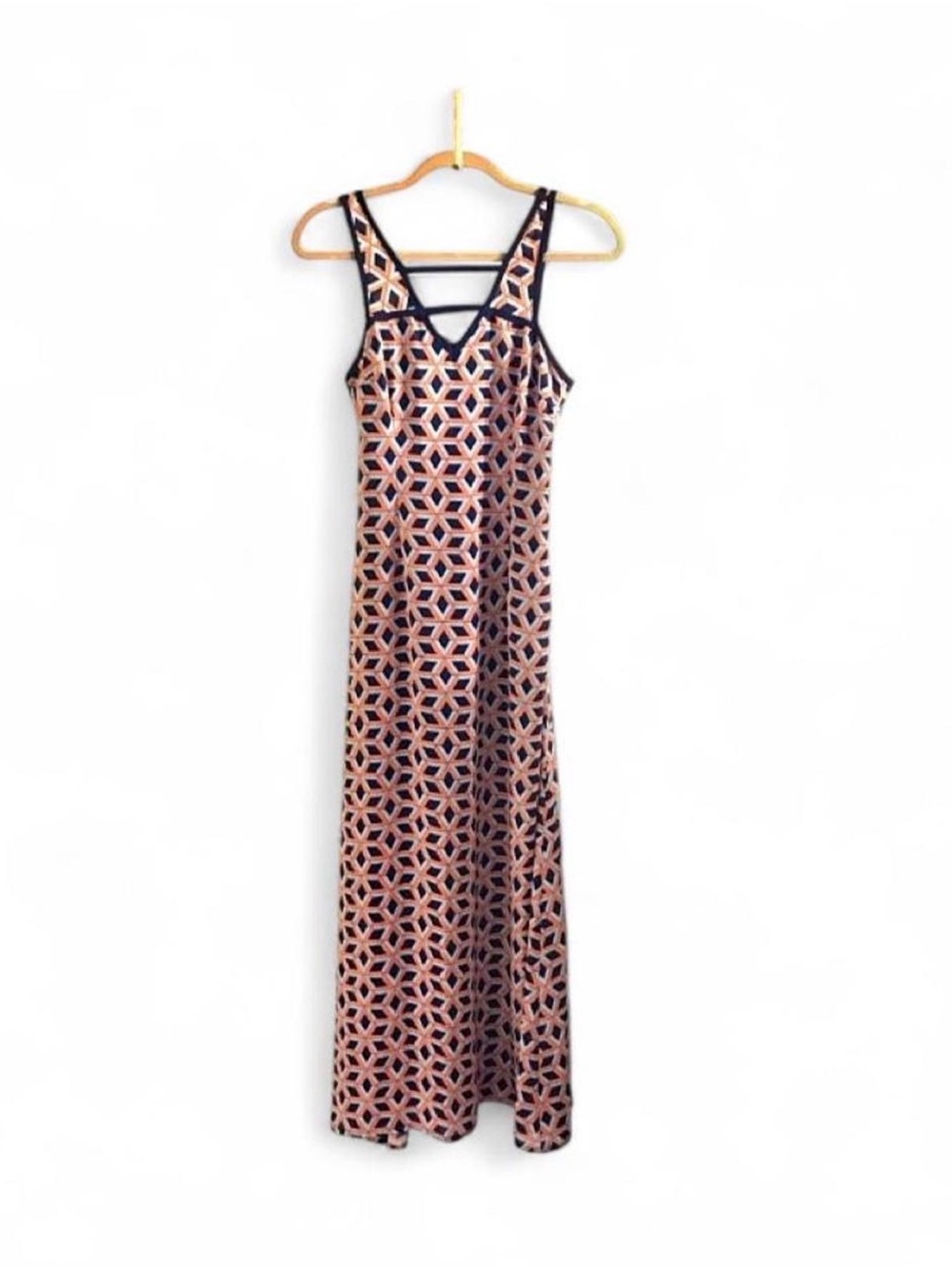 Altar'd State Orange & Navy Geometric Print Sleeveless Maxi Dress